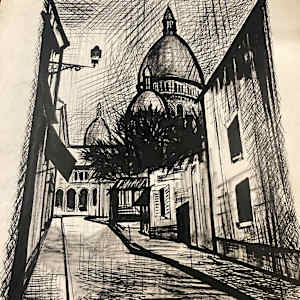 Original black ink drawing of Sacre Coeur 
