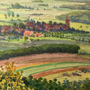 Original watercolor of French landscape 