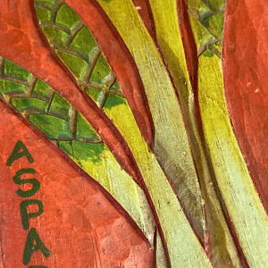 set of three hand carved hand painted wooden veggie pieces 