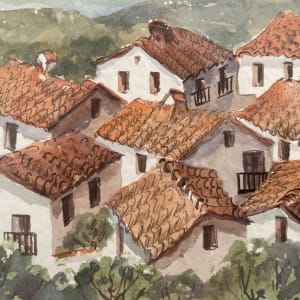 Original Watercolor from Spain Rooftops 