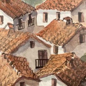 Original Watercolor from Spain Rooftops 