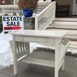 Painted oak mission library table