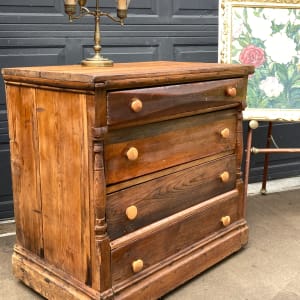 Primitive pine Scandinavian 4 drawer chest 