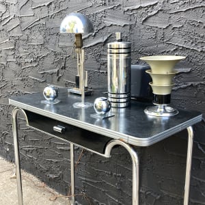Art Deco Howell chrome entry table with drawer 