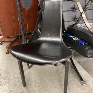 Pair of post modern black leather occasional chairs 