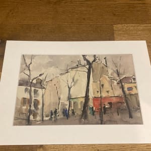 Original watercolor of a French street scene 