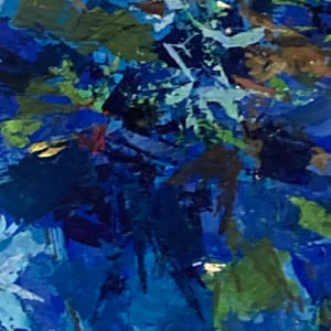 Original blue abstract painting on paper by Jacqueline Jacqueier 