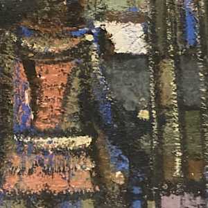 Original painting of French plaid girl on board 