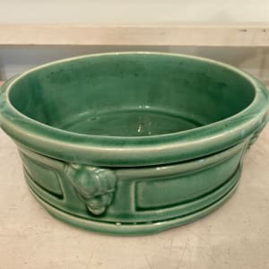 Red Wing green art pottery low bowl 