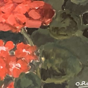 Original painting on paper of geraniums by O Rouge 