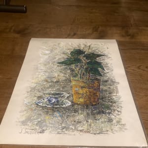 Original painting on paper of plant in flower pot