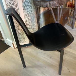 Pair of post modern black leather occasional chairs 