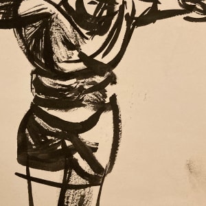 Original vintage ink drawing of a crucifix by James Quentin Young 
