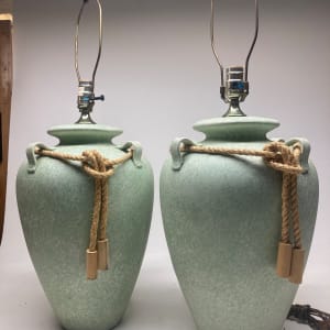 pair of post modern pottery lamps 