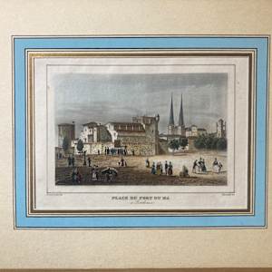 Hand colored engraving circa 1860's ~ Place Du Fort Du Ha Bourdeaux 