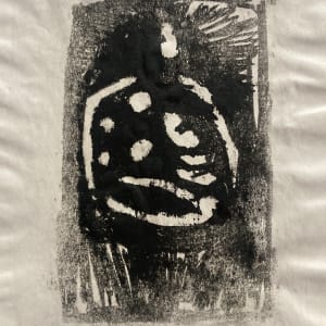 Woodblock print of a lady bug by James Quentin Young 