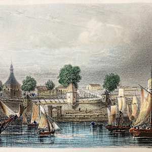 Hand colored engraving circa 1860's ~ Chateau Trompette 