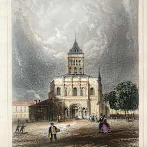 Hand colored engraving circa 1860's ~ St. Seurin 