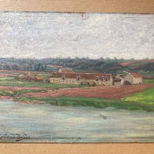 Original painting on wood of French landscape ~ Dubos 