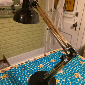 Brass and black flexible desk lamp 