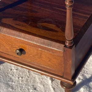 5 tiered walnut and rosewood open shelf with drawer 