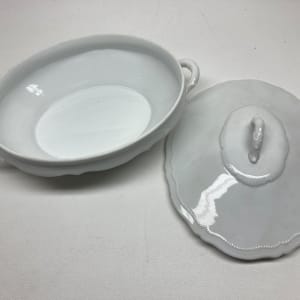 Austrian white porcelain oval covered casserole 