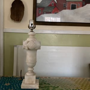 hand carved alabaster marble table lamp 