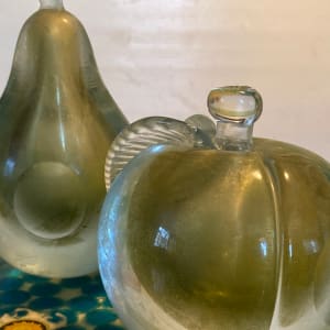 Murano Barbini hand blown art glass pear and apple bookends 