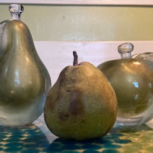 Murano Barbini hand blown art glass pear and apple bookends 