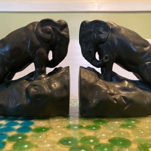 1920's pottery elephant bookends 