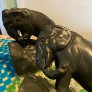 1920's pottery elephant bookends 