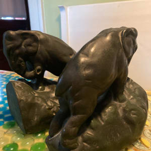 1920's pottery elephant bookends 