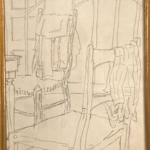 Framed original James Quentin Young drawing of chairs 