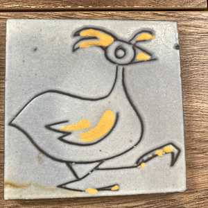 1960's Hand painted modern style tile ~ birds 