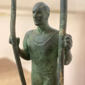 Rowing bronze sculpture on marble base 