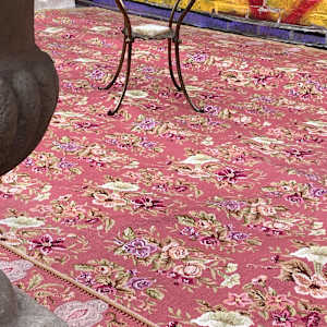 Embroidered large floral rug 