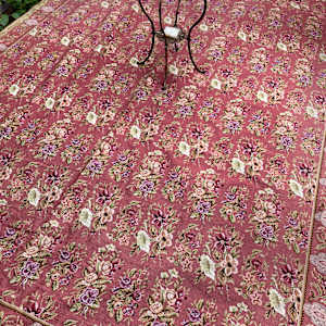 Embroidered large floral rug 