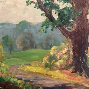 framed G. T. Carl Olson springtime landscape painting 
