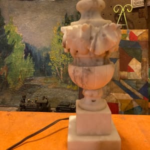 vintage carved marble table lamp 