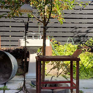 bell shaped floor lamp with floral glass shade 