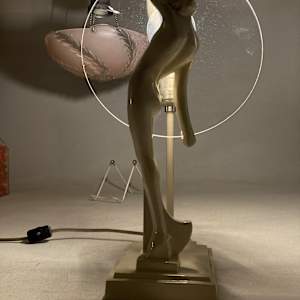 Art Deco figural moon lady disc lamp 