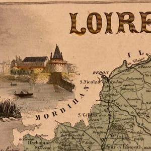 hand colored 1830's Loire French map 