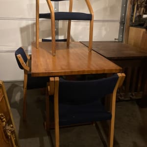 butcher block oak mid century dinette table 