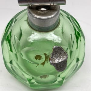 Green glass Art Deco Perfume bottle with spray 