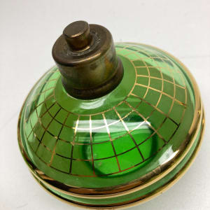 Green glass Art Deco Perfume bottle with spray 