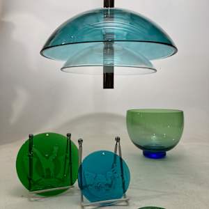 Nina Magon art glass two toned pendant light 