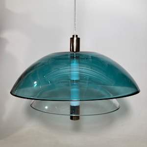 Nina Magon art glass two toned pendant light 