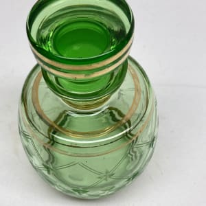 Green glass Art Deco Perfume bottle with stopper 