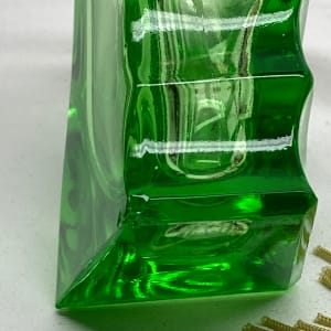 Green glass Art Deco Perfume bottle with spray 