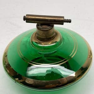 Green glass Art Deco Perfume bottle with spray 